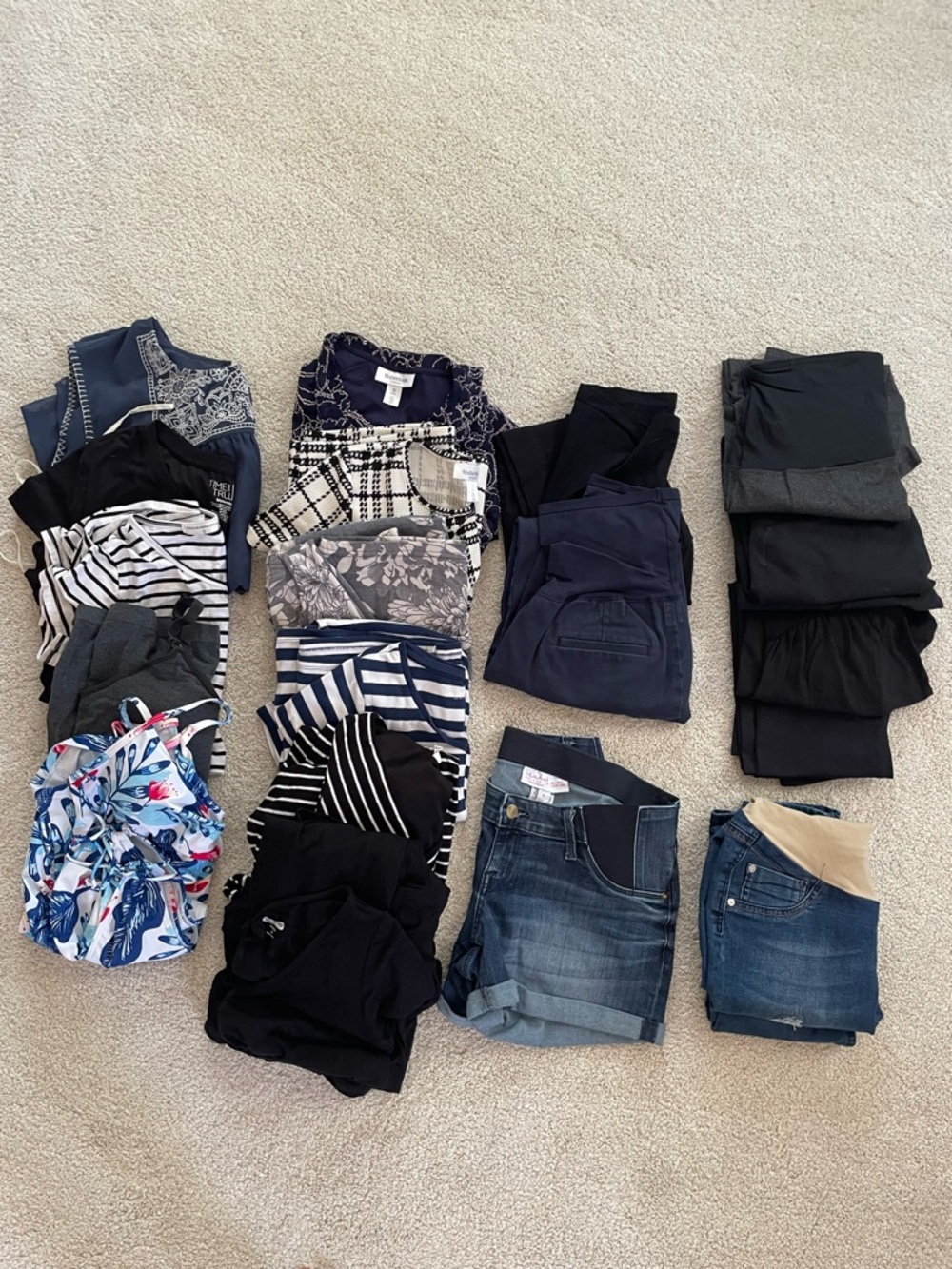 Motherhood & More Navy, Black, Denim Maternity Clothing Lot 20 pieces sz XS-M